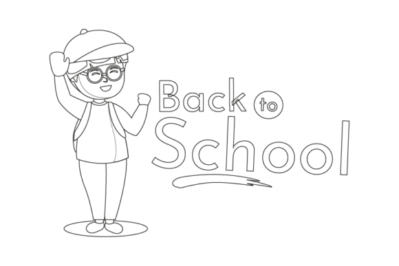 Back to School Poster Character Outline