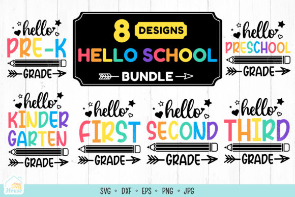 Hello School Grade SVG Back to School Design Bundle