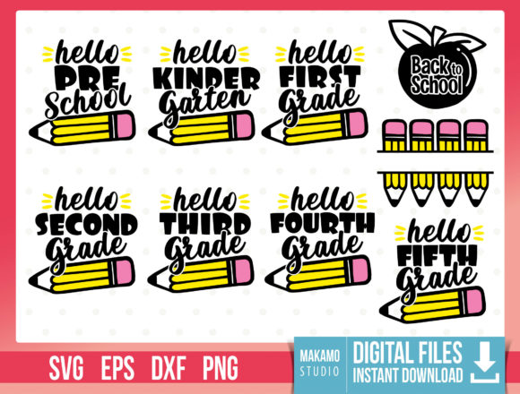 Hello School SVG Bundle for Designers